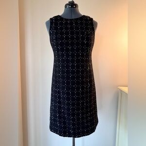 Ann Taylor Black and White Tweed Midi Dress